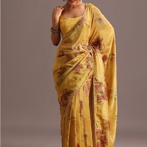 Floral Yellow Saree